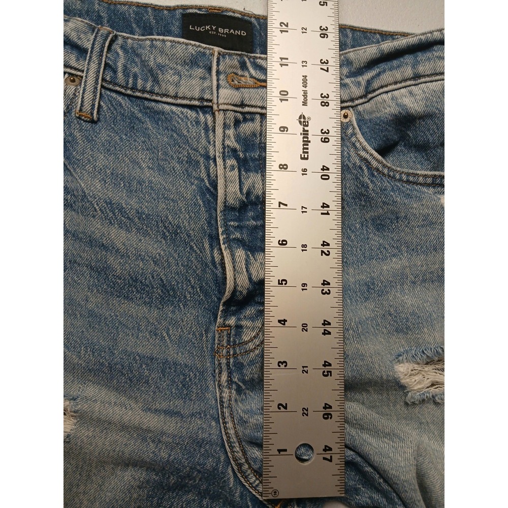 Lucky Brand Womens 10/30A High Rise Distressed Mom Jeans Light Acid Wash Blue - Picture 9 of 12